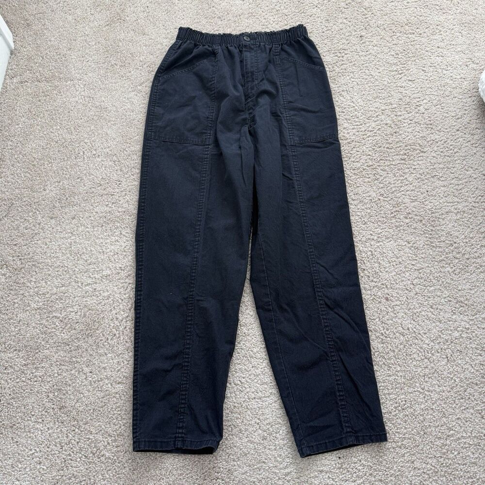 Vtg Season Ticket Black Cotton Straight Leg Utility Pants Preppy Classic Sz 14